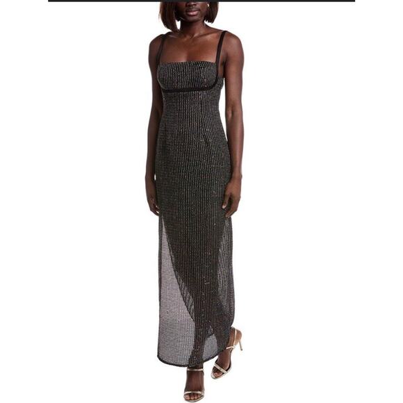 Liv Foster Black Sequined Bouclé Sleeveless Gown - Picture 9 of 15
